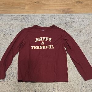 Cat & Jack Maroon 'Happy & Thankful' Long Sleeve Tee